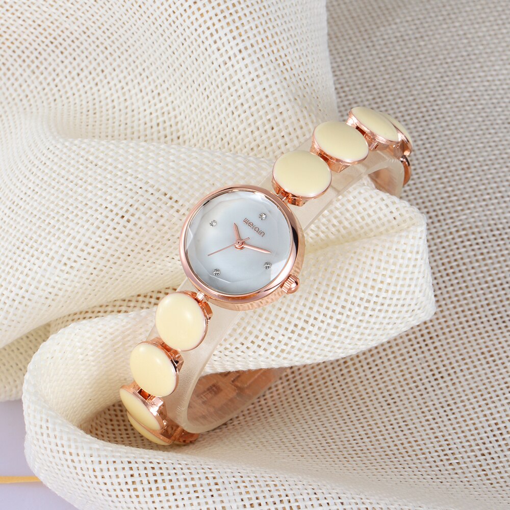 Weiqin Vrouwen Horloge Luxe Witte Riem Dameshorloge Stijlvolle Elegante Quartz Armband Horloge Vrouwen Montre Femme Eenvoudige
