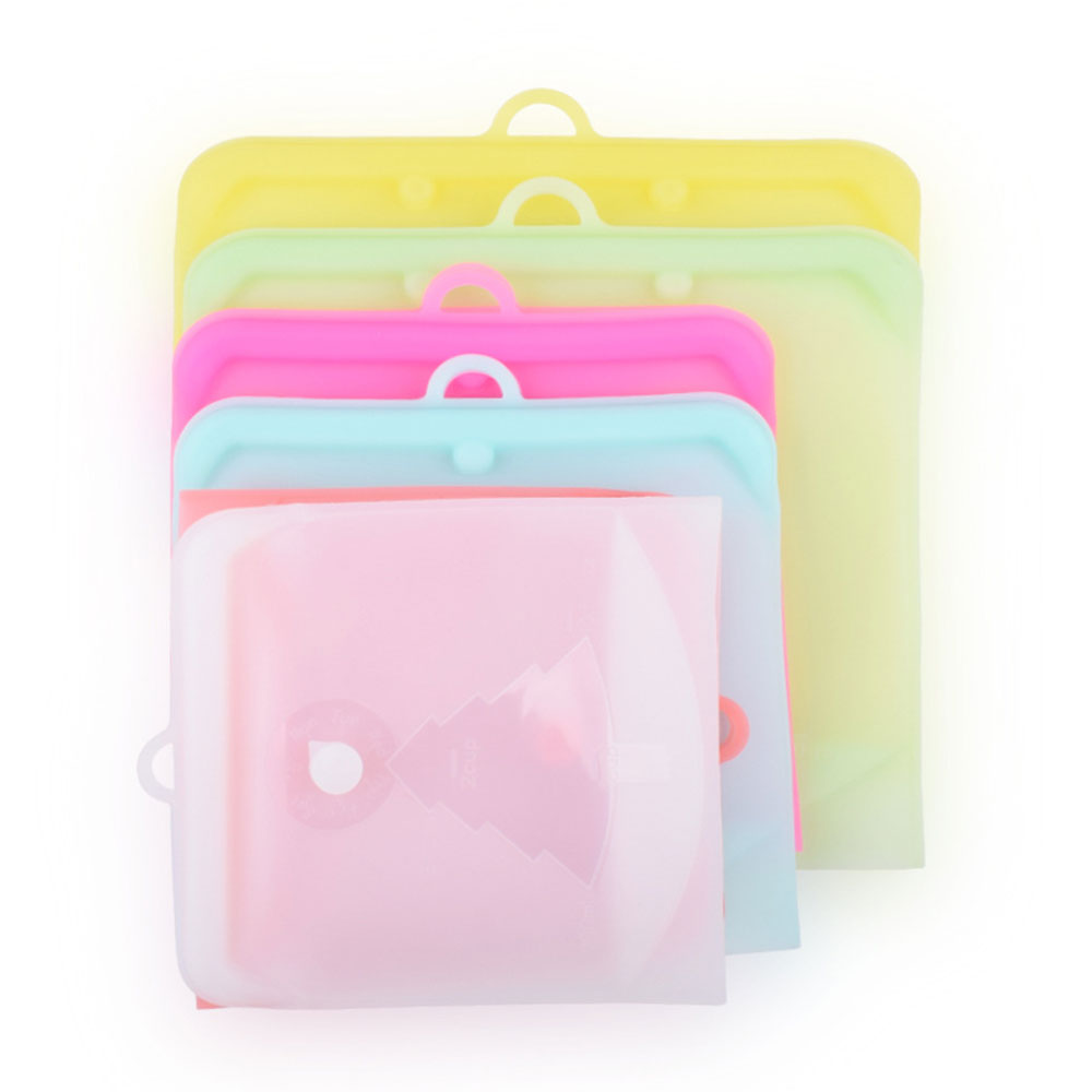 Bolsa de silicona reutilizable para alimentos, bolsa Ziplock para aperitivos, frutas y verduras, sándwich, a prueba de fugas, contenedor de alimentos de cocina, 1 ud.