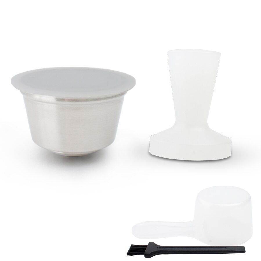 Herbruikbare Capsule Pod Fit Voor Dolce Gusto Koffie Machine Kleur Wit/Metalen Rvs Capsule Cup: 1pod 1PP tamper