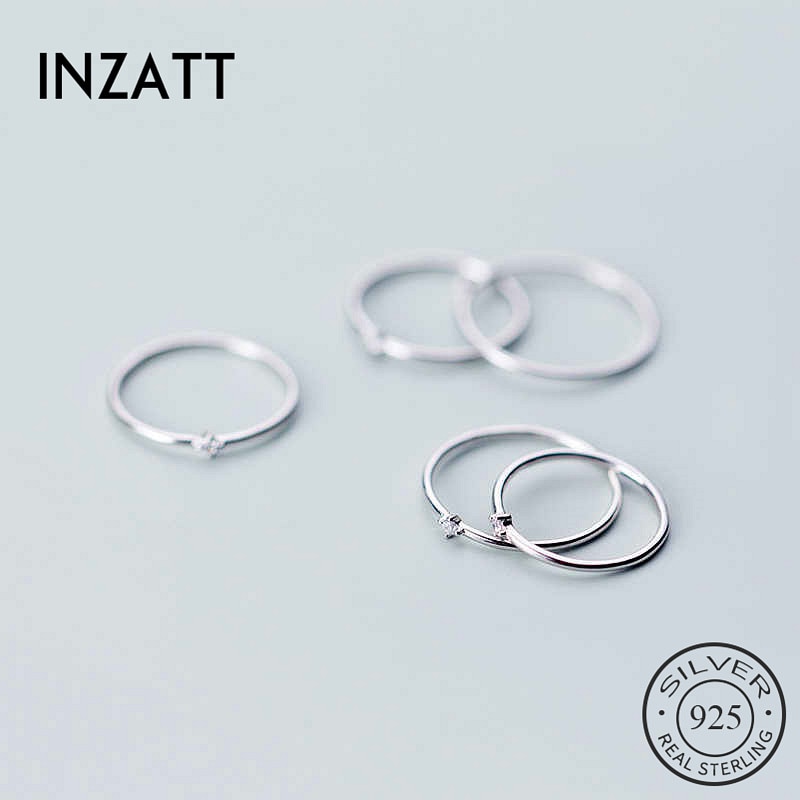 Inzatt real 925 prata esterlina zircon anel geométrico para moda feminino festa bonito jóias finas minimalista acessórios presente