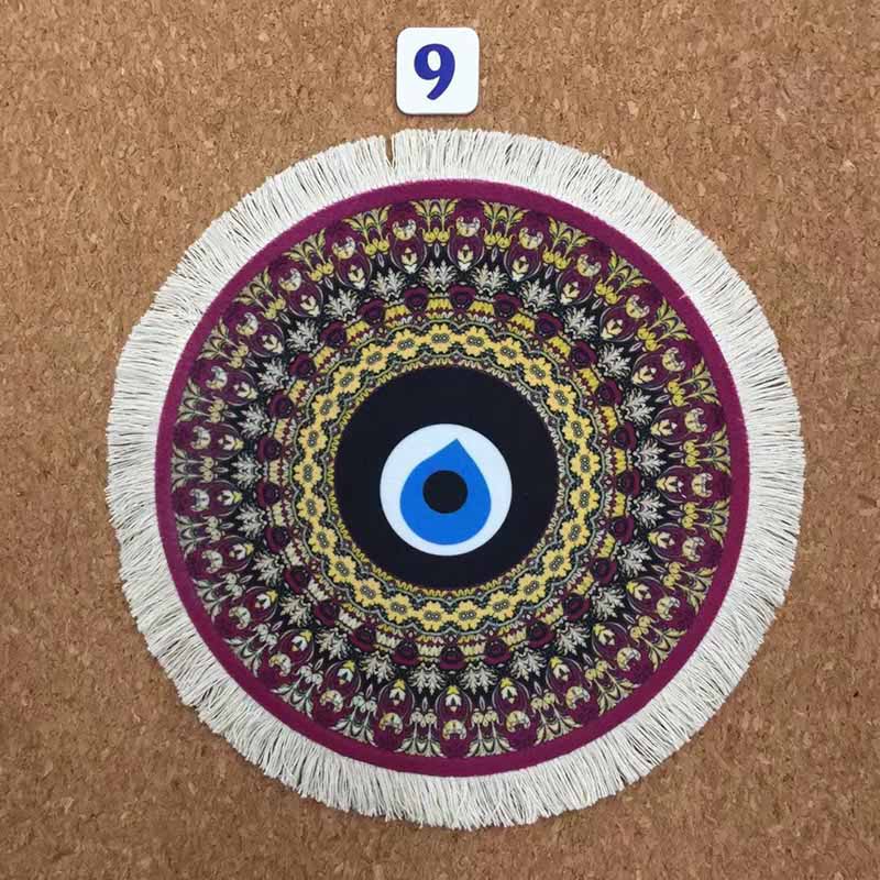 Mouse Pad Small Cute Persian Carpet Laptop Keyboard Disk Mouse Pad White Tassel Rubber Table Mat Doll Carpet Gaming Desk: Round 9