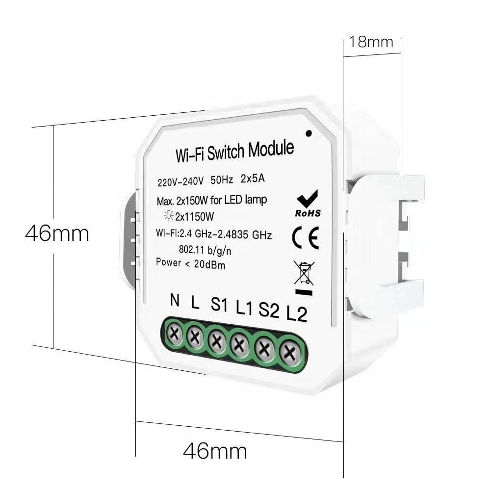Tuya Smart Switch Zigbee Wifi Dimmer Module 1 Gang 220V With Neutral 2 Way Wireless Control Works With Alexa Google Home: Wi-Fi