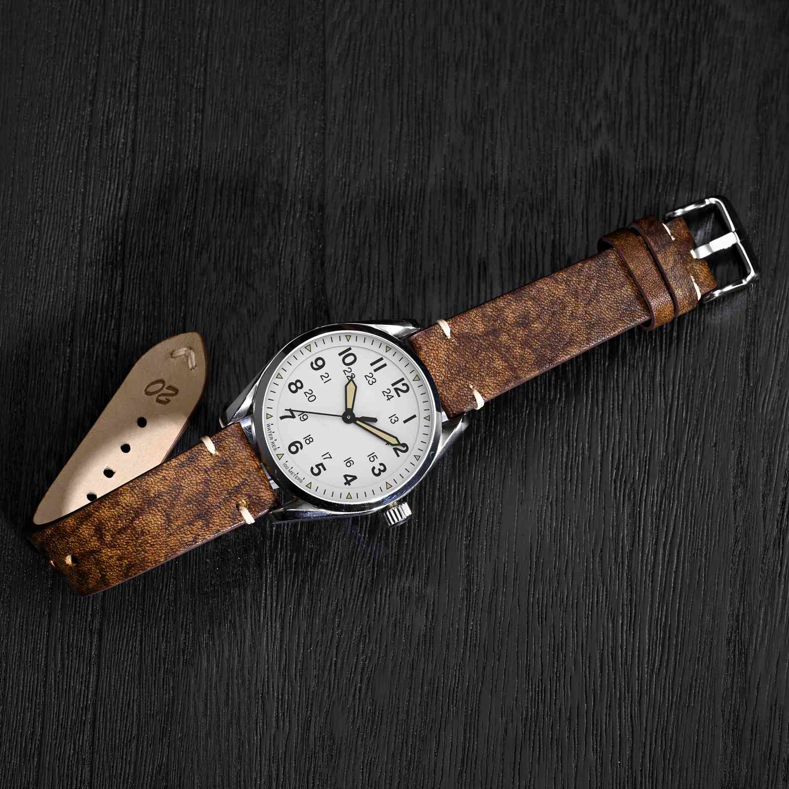Bisonstrap italiensk lærreim 20mm klokkereim 18mm klokkereim herreklokkereim hurtigutløser
