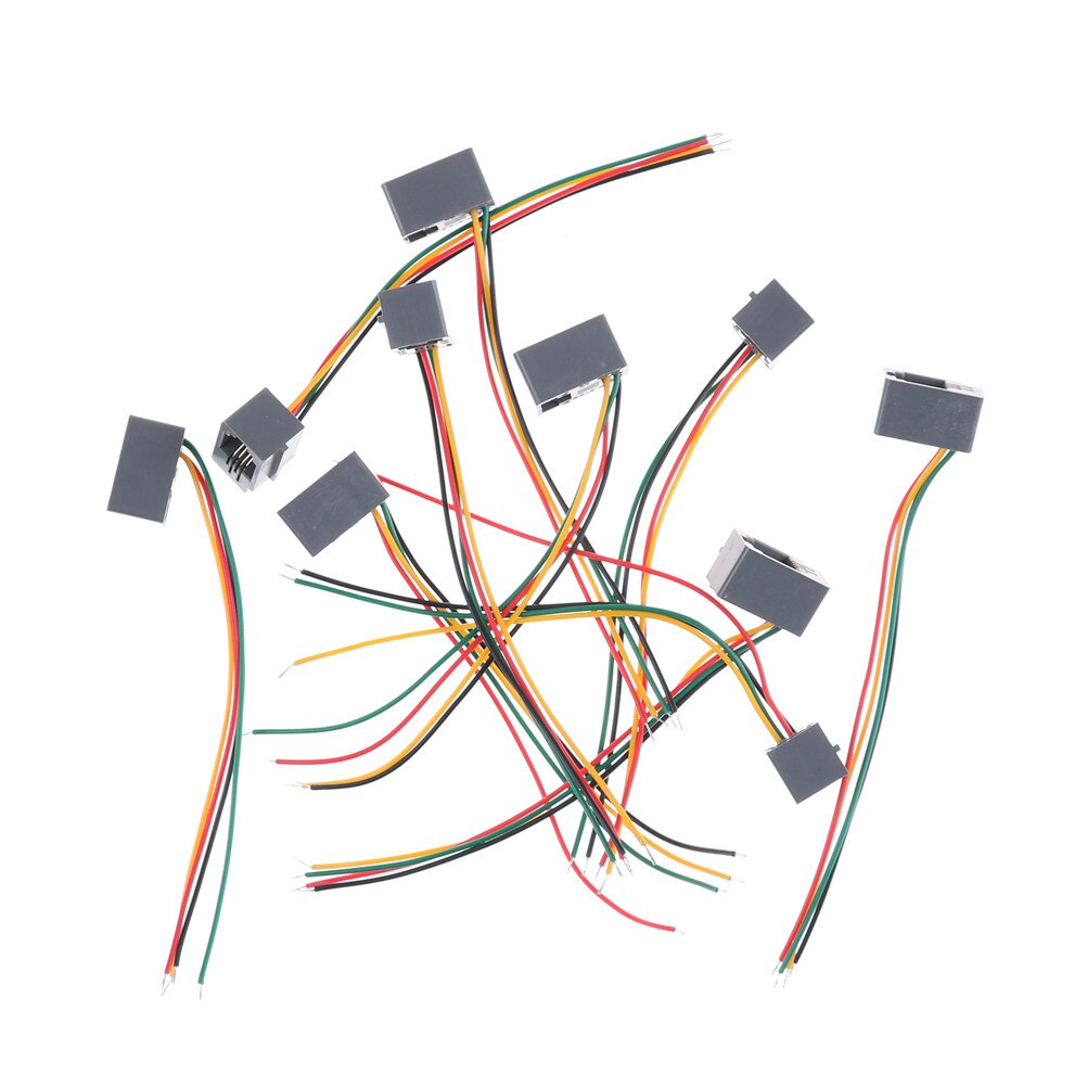 10 stk/parti 616e 4 p 4c rj11 hunkontaktadapter til hun 4 ledninger 8cm