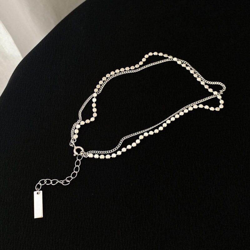 KOFSAC Neue 925 Sterling Silber Doppel Kette Fußkettchen Für Frauen Runde Karte Fußkettchen Fuß Schmuck Dame Party Zubehör