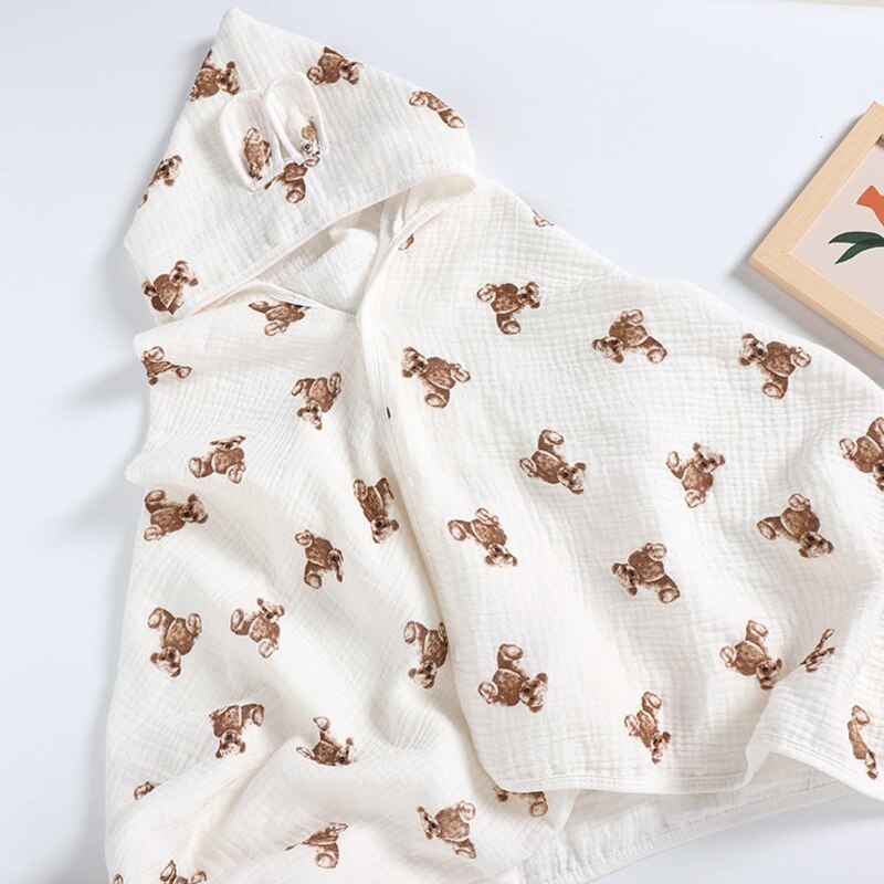 Toalla de baño con capucha para bebé y niño, bata de baño con estampado de dibujos animados, manta envolvente, capa absorbente de algodón suave, Poncho, bata para niño