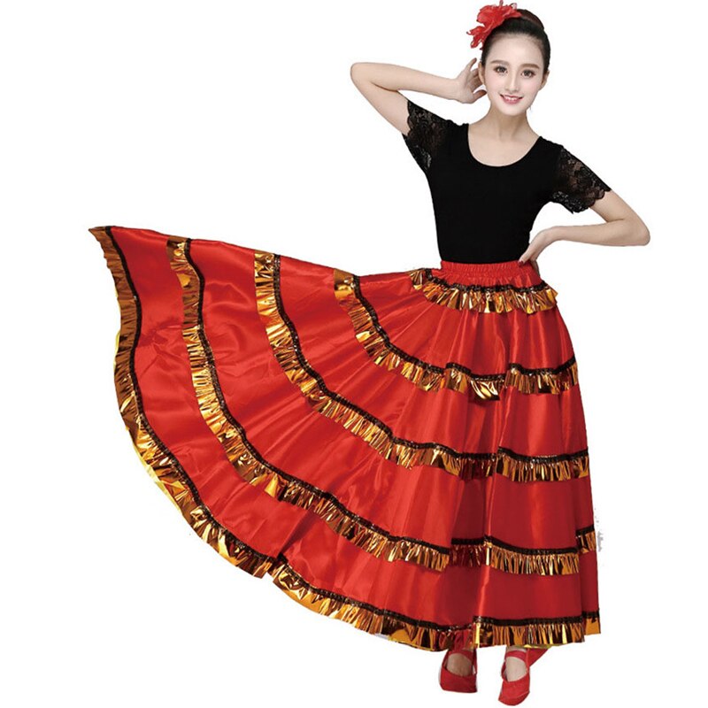 Jupe Flamenco espagnole pour femmes, robe de danse, Costumes, spectacle sur scène, fête, rouge, vêtements féminins