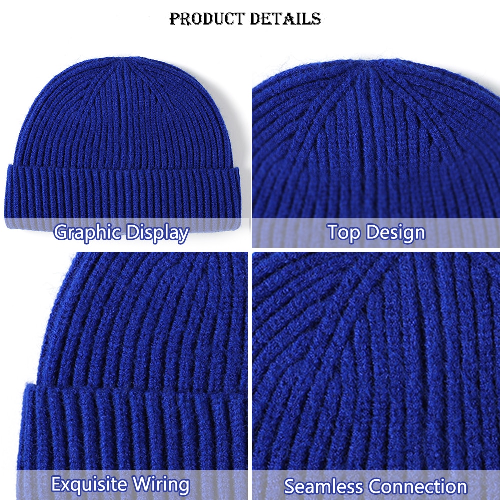 Gebreide muts zachte wintermuts warme kap docker skullcap dames heren hiphop effen muts outdoor muts met omslag meloen volwassen