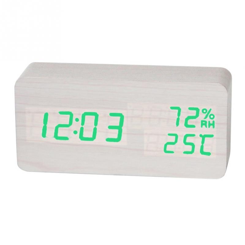 Bedroom Alarm Clock Home Bedside Desktop Wood Alarm Clock Living Room Multifunction Electronic LED Display Desk Alarm Clock