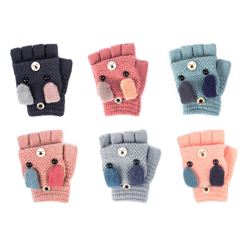 ¡Novedad! guantes con solapa de dibujos animados para bebé REAKIDS, lindos guantes tejidos para niños, guantes cálidos para niños, guantes con solapa de invierno para niñas y niños