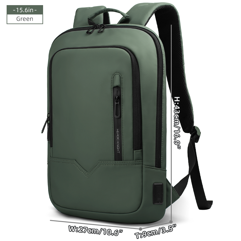 Mochila de trabajo para ordenador portátil Heroic Knight, mochila delgada impermeable multifuncional de 15,6 "17", mochila de viaje de negocios, bolso escolar de para hombre: Verde