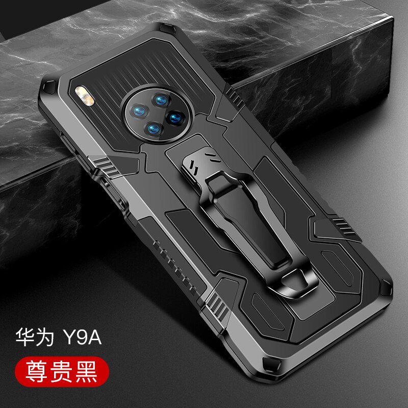 Custodia per Huawei Y9A 2020 custodia FRL-22 custodia antiurto per Clip da cintura custodia per Huawei Y9A Y 9A Coque Funda capa: For Enjoy 10 Plus / Black
