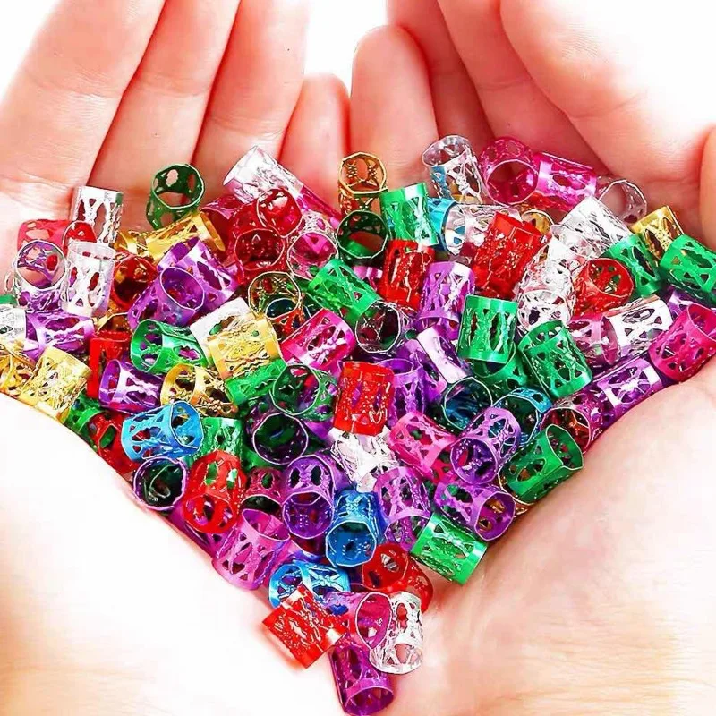 100/500 Uds. Anillos para el cabello de rastas dorados y plateados, Clips para puños, trenzas para el cabello, trenzas sucias coloridas, cuentas, horquilla, joyería, accesorios para el cabello