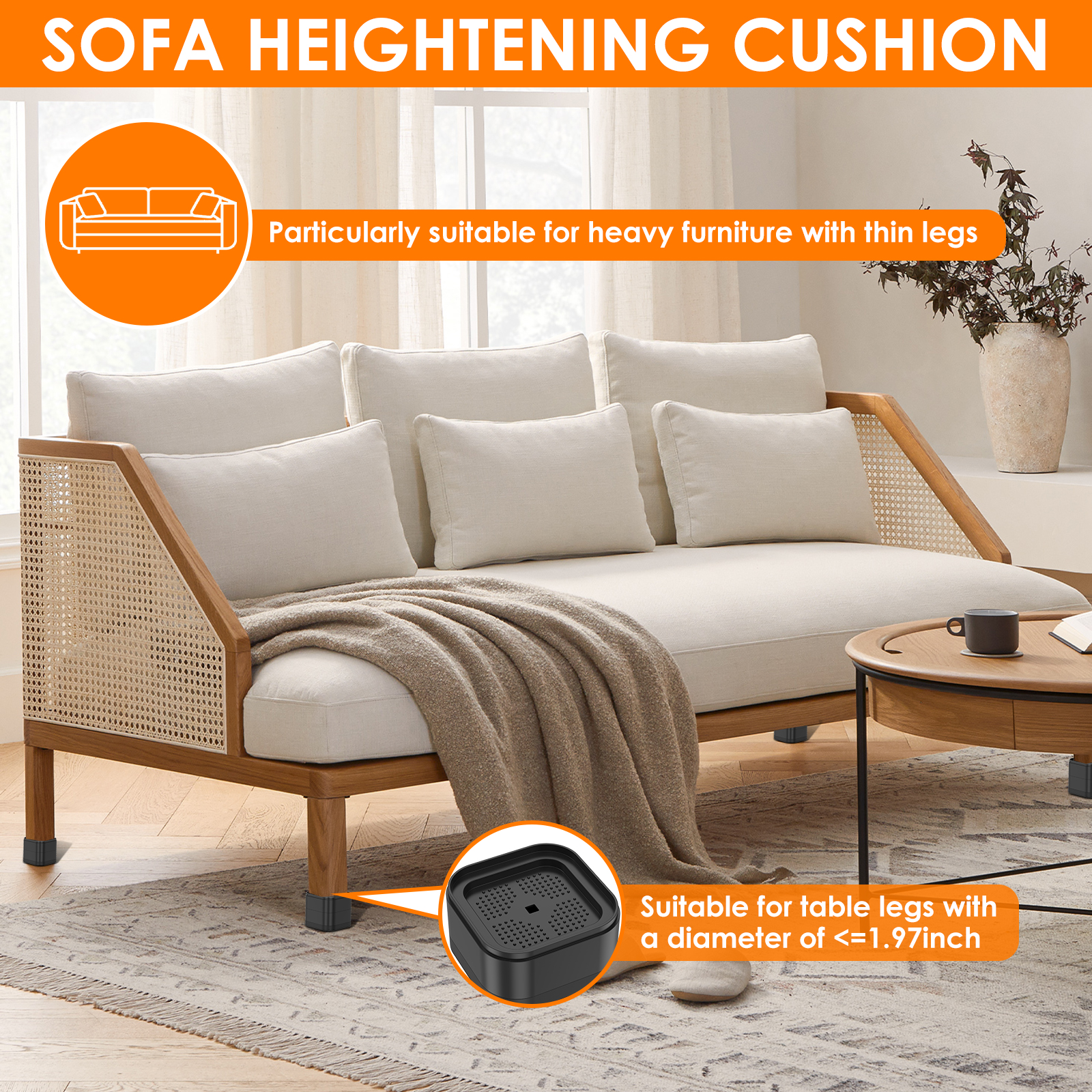 8/16 Stück Möbelerhöhungen, stapelbare Betterhöhungsblöcke aus Kunststoff mit rutschfester Unterseite, stabile Schreibtischbein-Riser für Sofa-Waschmaschine