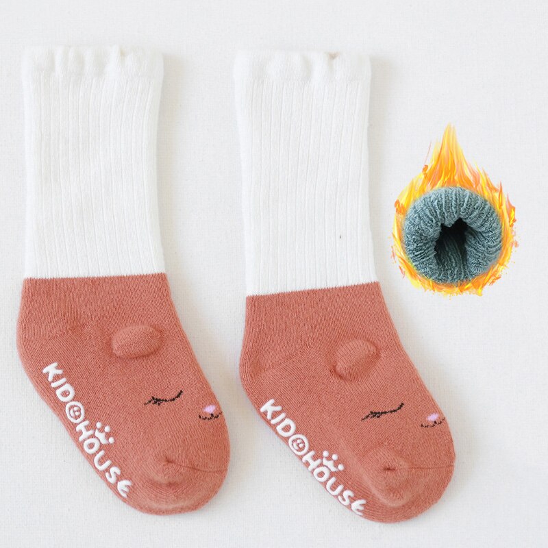 Herfst Winter Baby Meisjes Sokken Pasgeboren Cartoon Baby Sokken Baby Baby Boy Sokken Anti Slip Zachte Katoen Vloer Sok schoenen: Cat brick red / M(1-3T)