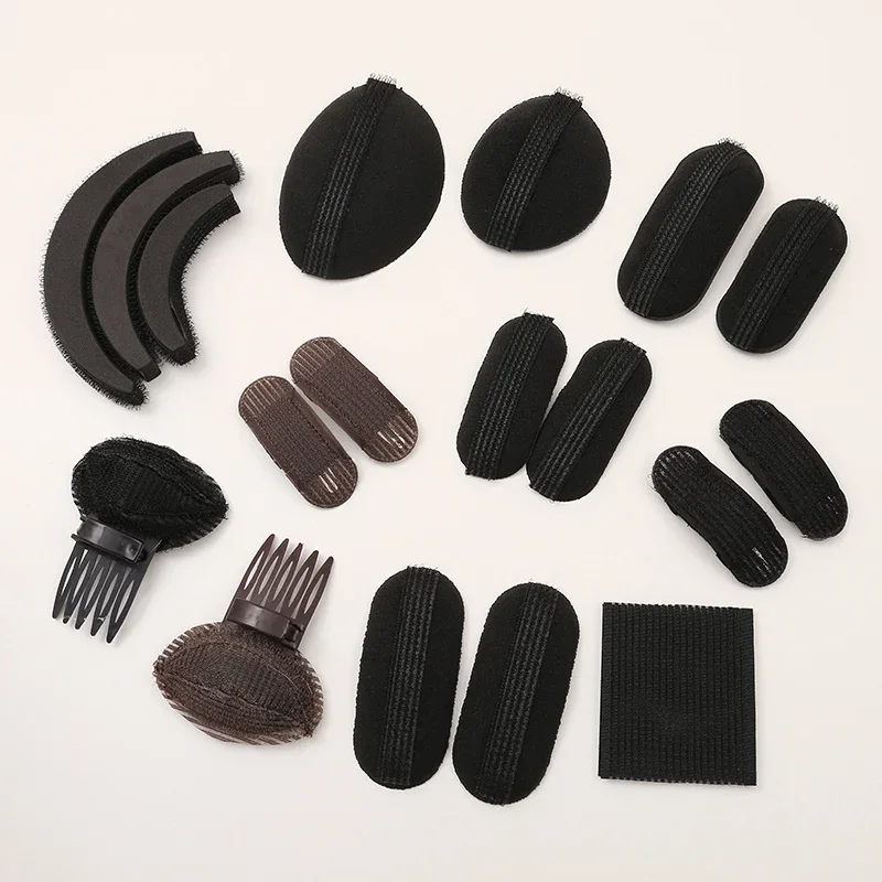 1 Juego de cojín para cabeza de pelo Puff, Base de pelo de volumen Invisible, pinza para el pelo esponjosa, almohadilla de esponja, moño, herramienta de Peinado DIY para mujeres y niñas