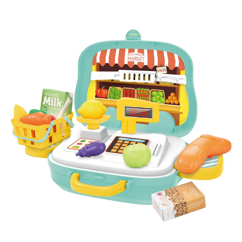 Fantasiespel Kinderen Beauty Mode Speelgoed Simulatie Plastic Keuken Koken Servies Make Up Gereedschap Set Arts Supermarkt Koffer: 906 Supermarket