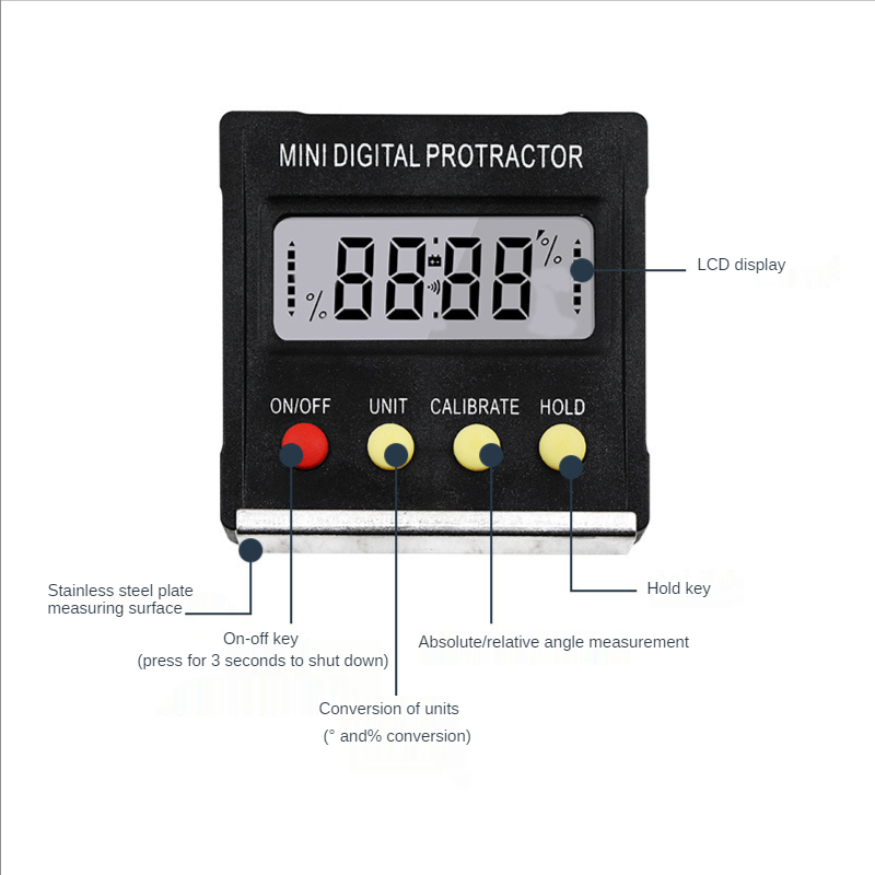 Digital goniometer micro digital protractor inclinometer electronic goniometer horizontal goniometer viewfinder horizontal box