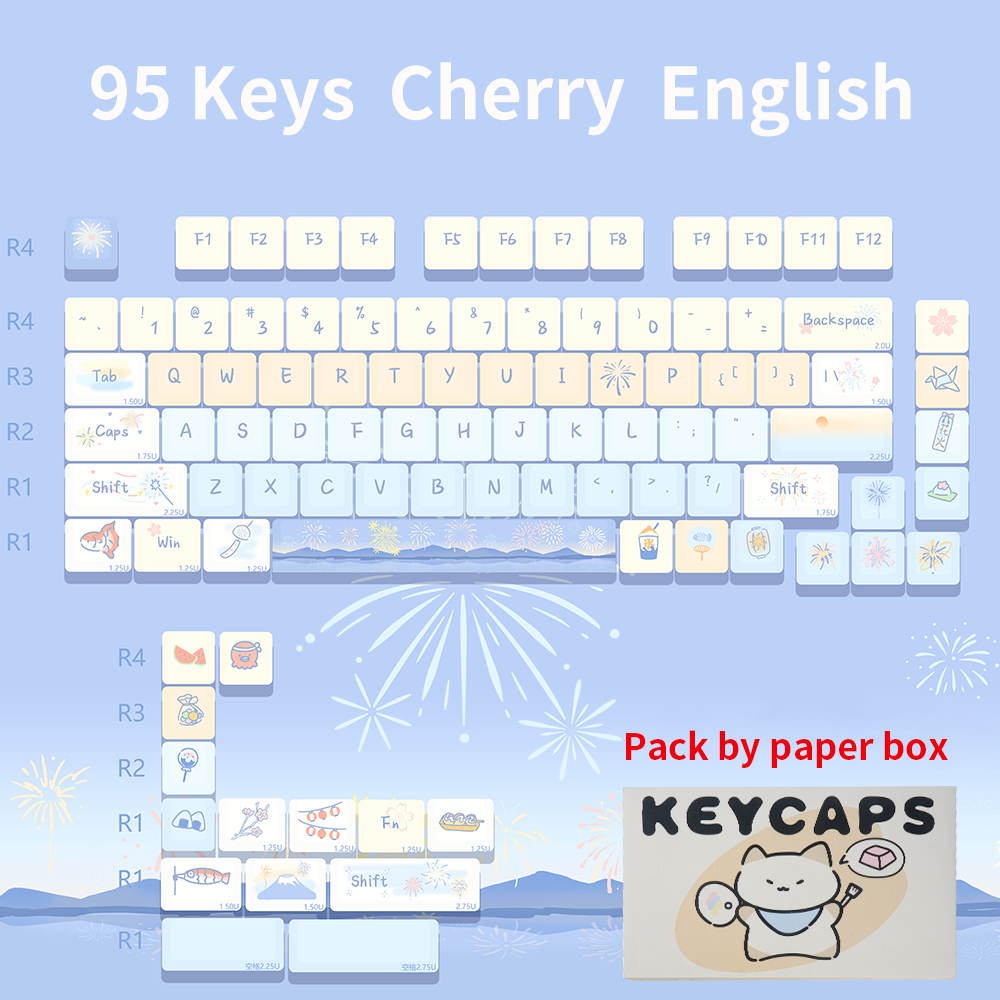 95 Keys Cherry Profile PBT Keycaps Love Letter Theme Key Caps for Gaming Mechanical Keyboard 61/64/68/75Keys AULA F75 Key Caps ﻿: Beige