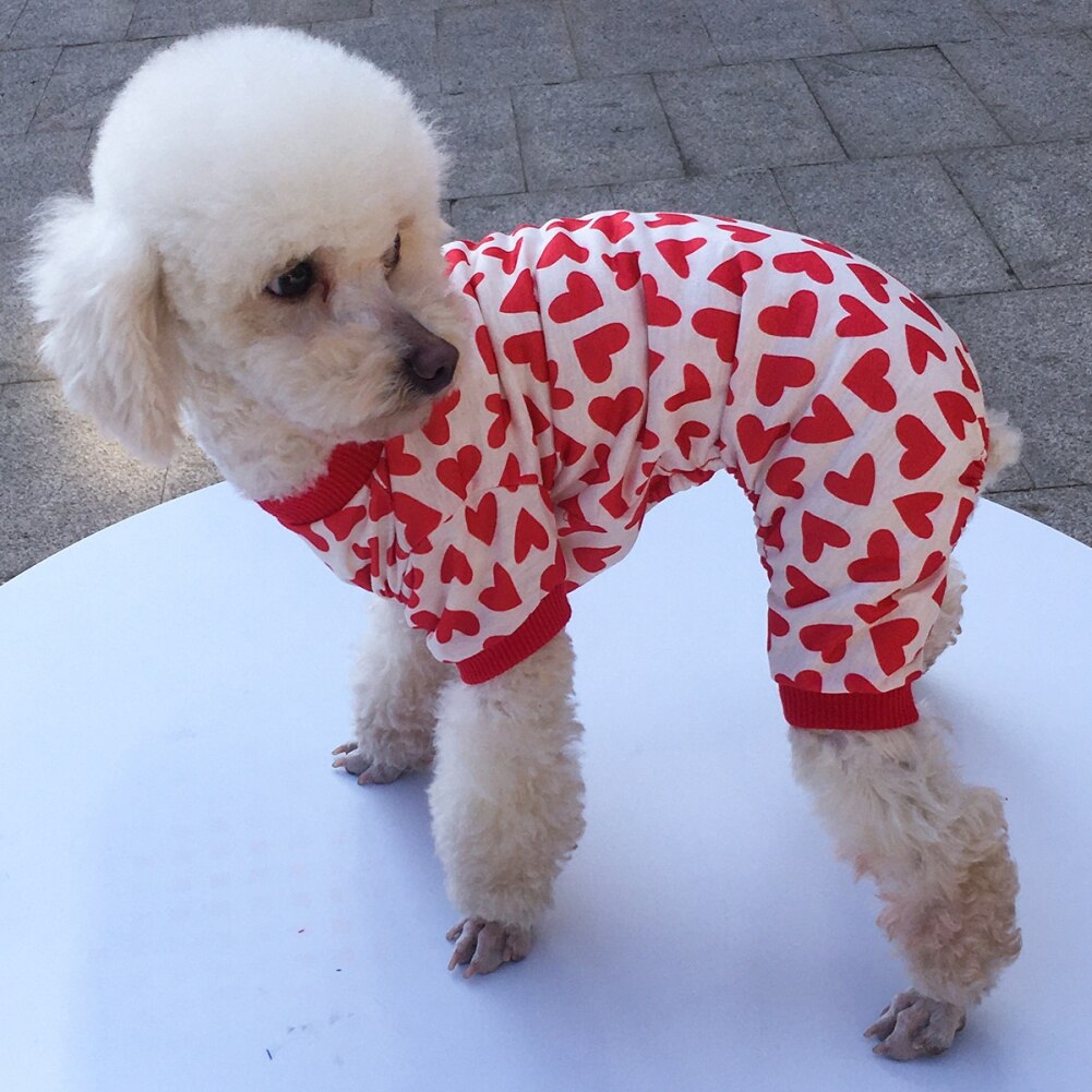 Pijama para perro pequeño, mono con estampado de amor para perro Schnauzer, Chihuahua, ropa para primavera y verano
