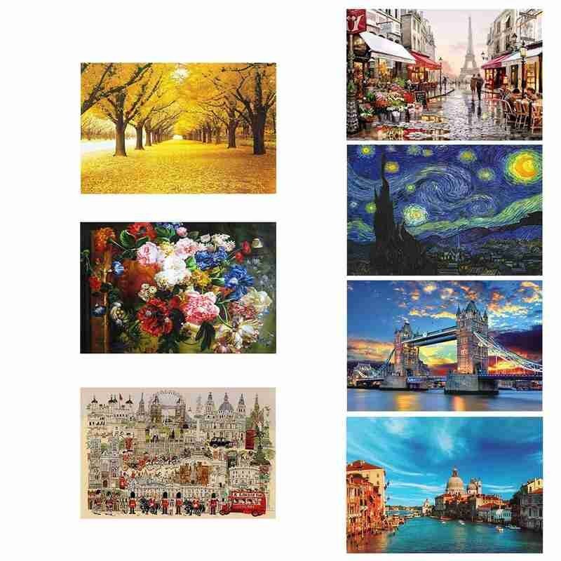 Jigsaw Paper Puzzles 1000 Pieces Self-assembling Scenery Jigsaw Adults Educational Toy Puzzles Puzzles Landscape Toys X0R7