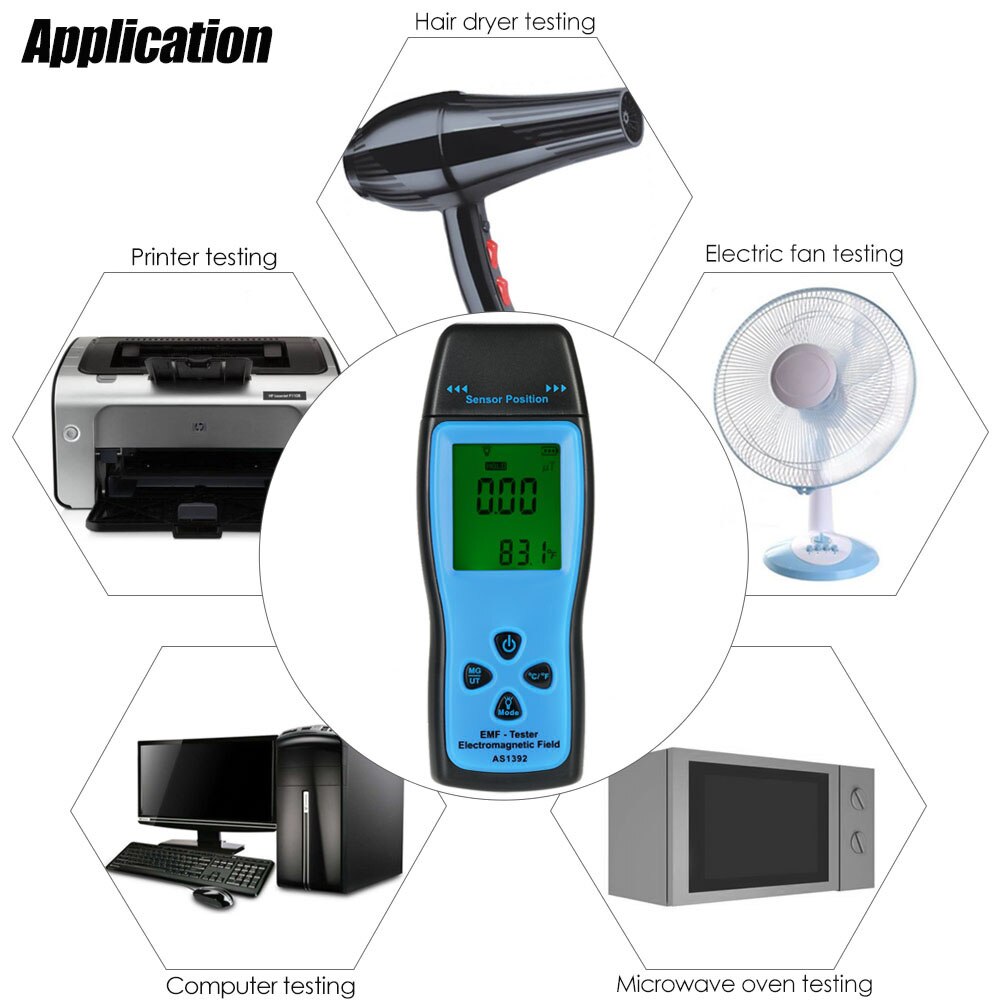 SMART SENSOR Handheld Mini Digital LCD EMF Tester Electromagnetic Field Radiation Detector Meter Dosimeter Tester Counter