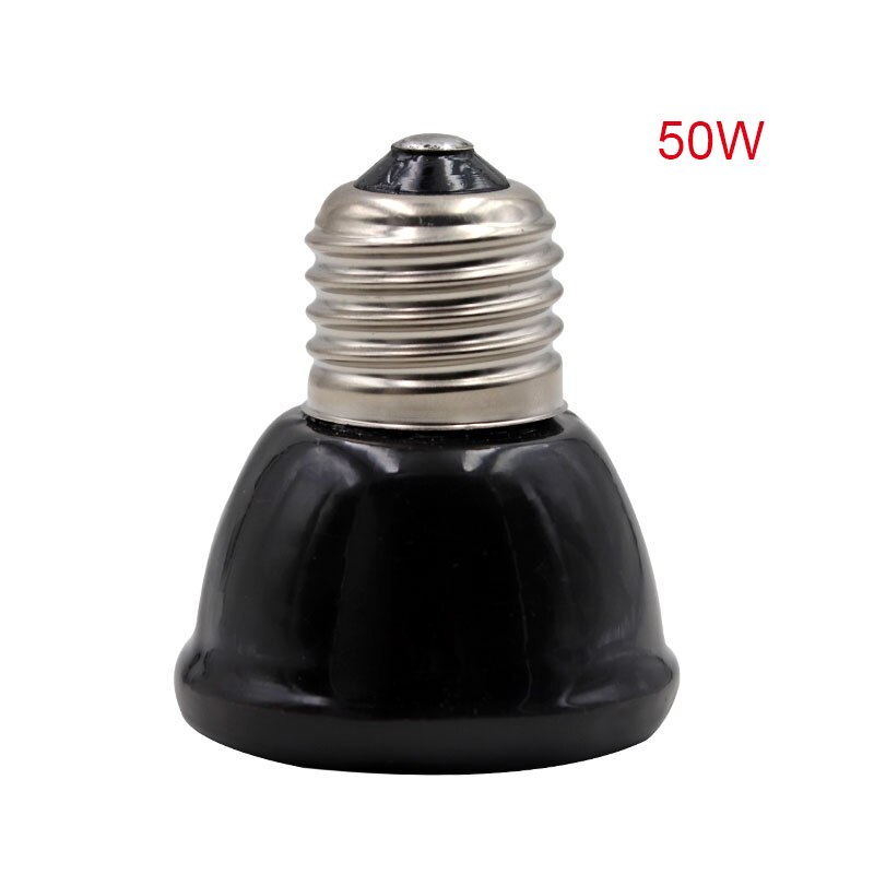 Mini lâmpada de aquecimento pet réptil infravermelho cerâmica lâmpada 220v preto 25w 50 75 100 emissor calor réptil lâmpada réptil suprimentos: 50W