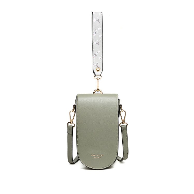 Mode Meisjes Gedrukt Polsband Clamshell Multi-Kaart Mobiele Telefoon Handtas Kleine Doos Schoudertas Groter Portemonnee: green