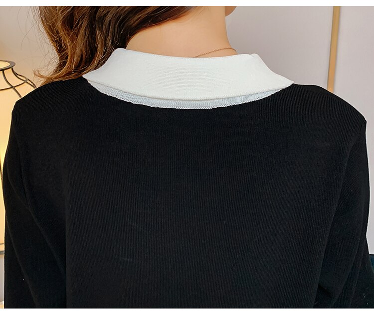 Suéter de lactancia para mujeres embarazadas, ropa de lactancia de manga larga con cuello vuelto, retales en blanco y negro, vestido de lactancia