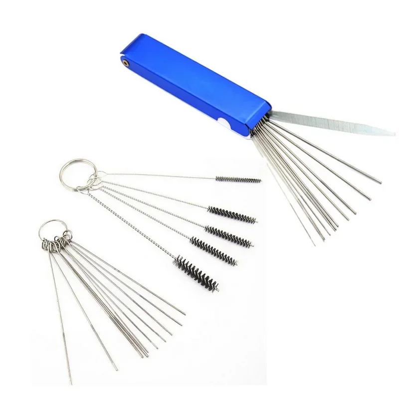 Kits de limpieza de cables para coche, motocicleta, ciclomotor, Scooter, ATV, chorros de carburador, herramienta de limpieza, chorro de suciedad de carbono, agujas de cepillos para quitar: Lavanda