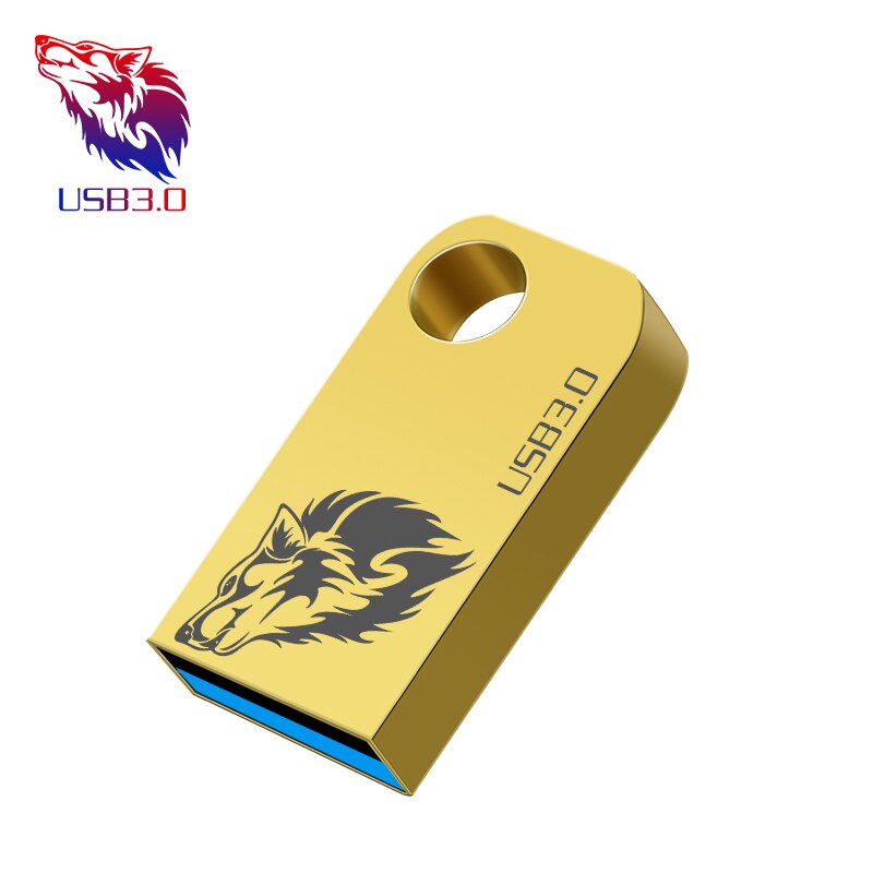 Unidad flash Mini USB 3,0 de 64gb, 32 gb, unidad flash, memoria USB 16gb, 8gb, resistente al agua, unidad de memoria usb 3,0 de capacidad real: 64 GB / golden