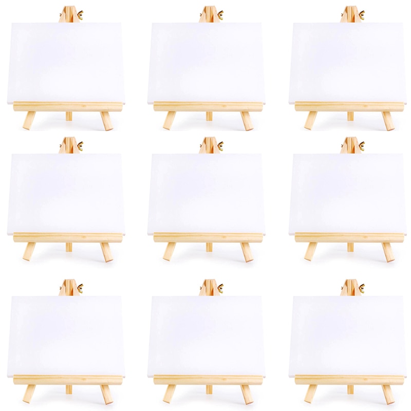 24 Set Artists Mini Canvas Set Painting Craft DIY Drawing Small Table Easel: Default Title