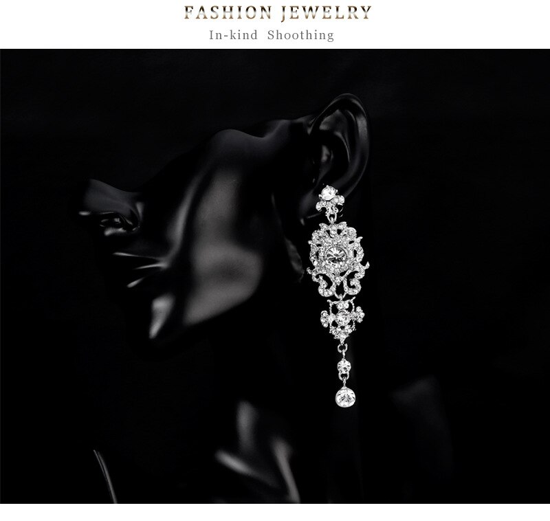 Crystal Zirkoon Wedding Oorbellen Voor Vrouwen Koreaanse Mode Strass Bridal Lange Dangle Oorbellen Sieraden BA050: BA187