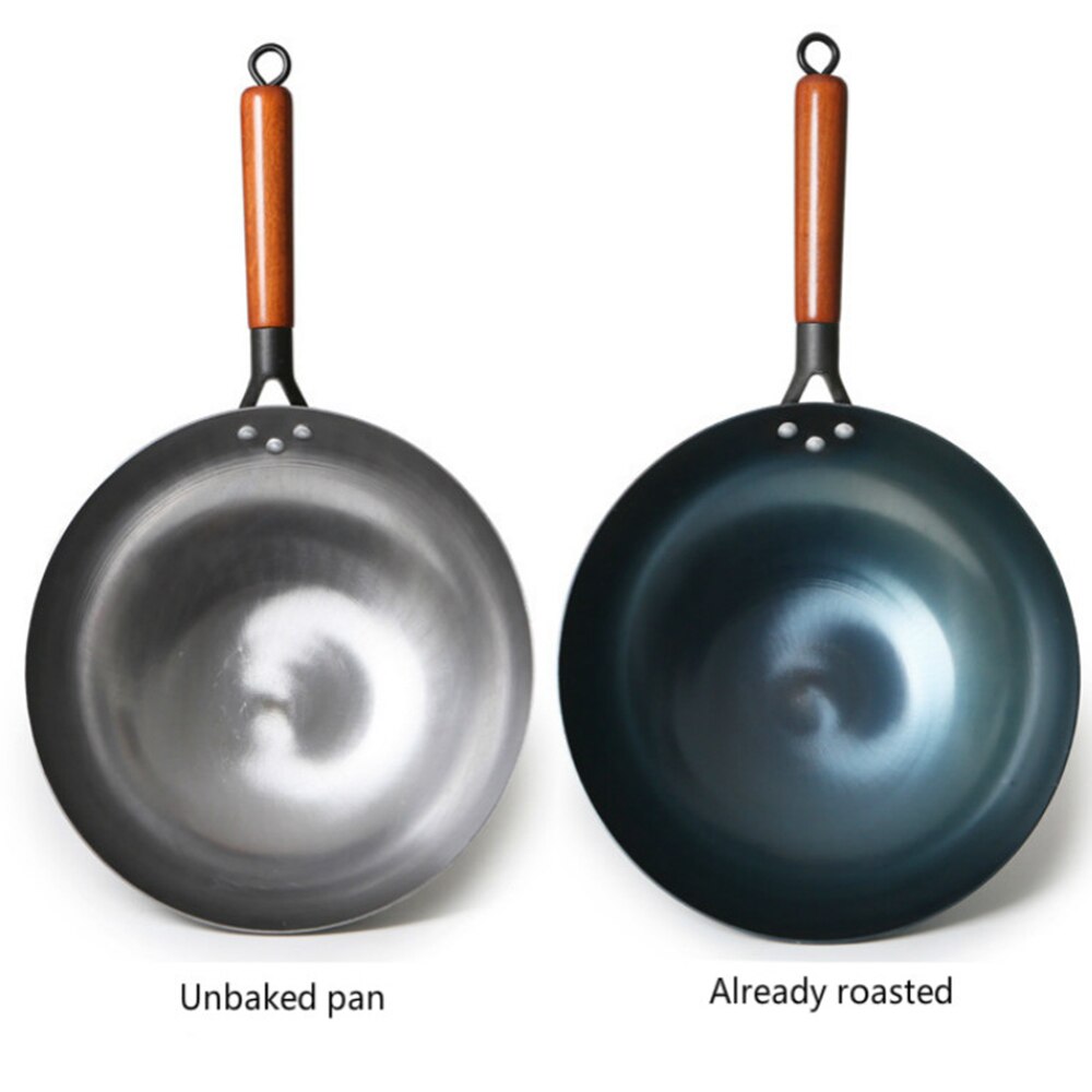 Gryde jern wok traditionel håndlavet jern wok non-stick pande non-coating induktion og gaskomfur køkkengrej wok