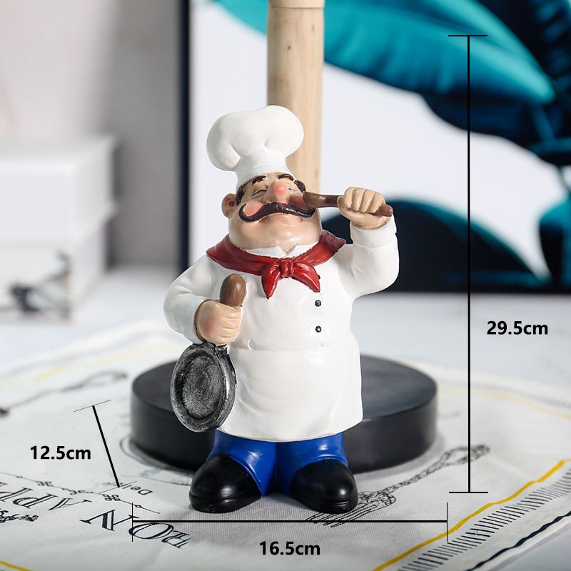 Hars chef-kok beeldjes met dubbele laag keukenpapier houder banketbakkerij restaurant keuken knutselen huisdecoratie kunst ornament: Pot vasthouden