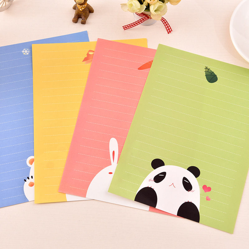 Coloffice 6 brev och 3 kuvert papper tecknad djur sött gratulationskort brevpapper förvaring kawaii studenttillbehör