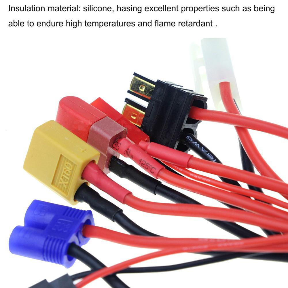 8 in 1 RC Lipo Battery Charger Adapter Connector Splitter Cable Convert Wire for TRX, Tamiya, EC3, JST, Futaba, XT60, T- Dean