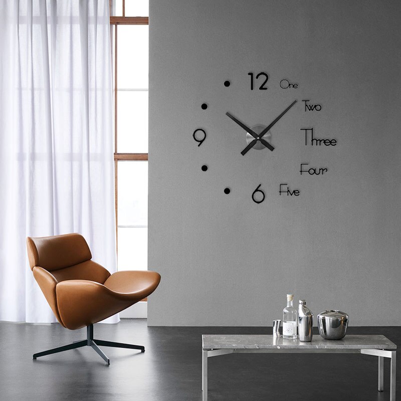 3D Modern Wall Clock Sticker Large Wall Modern Wall Sticker Silent Home Decor Living Room Acrylic Mirror Nordic Clocks