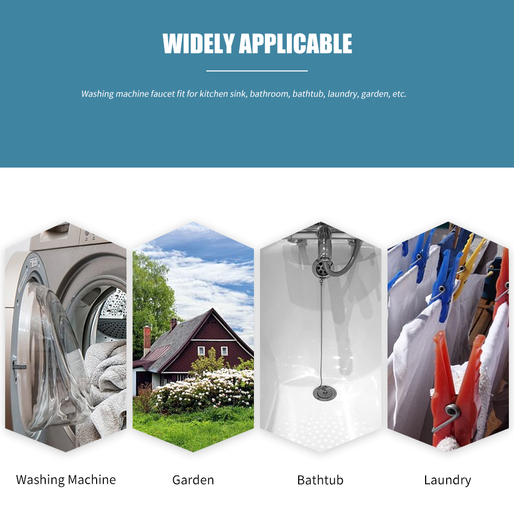 Washing Machine Faucets Double Handle Wall-Mounted Laundry Garden Kitchen Bathroom Sink Faucets Stainless Steel Water Tap