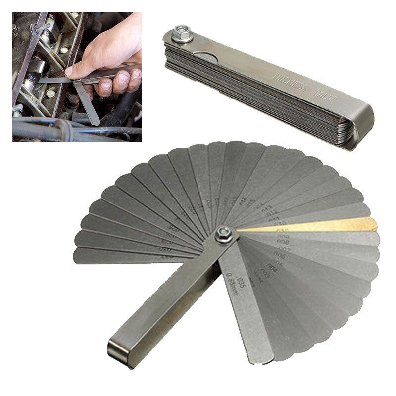 Vehemo Measuring Tool Stainless-Steel SAE Measuring Tool Feeler Gap Metric Filler Gauge Gauges Dual Marked Convenient Rulers