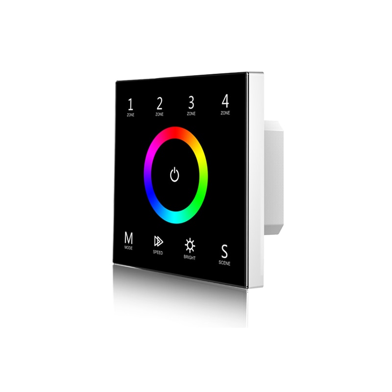 Led RGB Strip Controller Wall Mount Touch Panel DMX master Controller and 2.4GHz RF Wireless Dual Function 100V-240V 4 Zone T13