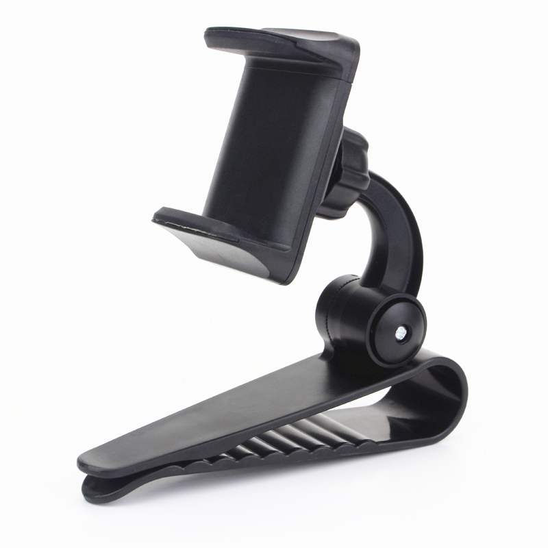 Innovativ universal sikker solskærm biltelefonholder bilnavigationsholder klip installere på spejlhåndtag til mobiltelefon  zy0209: Sort