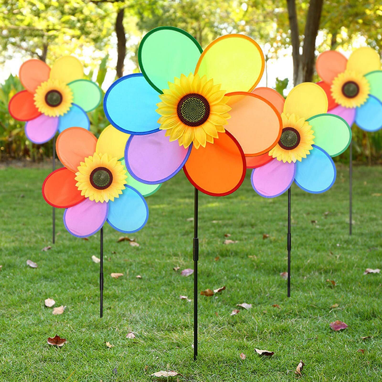 25 # Kleurrijke Regenboog Bloem Windmolen Spinner Wind Huis Tuin Yard Patio Outdoor Decoratie Kids Speelgoed Lichtgewicht Eenvoudig Verwijderen