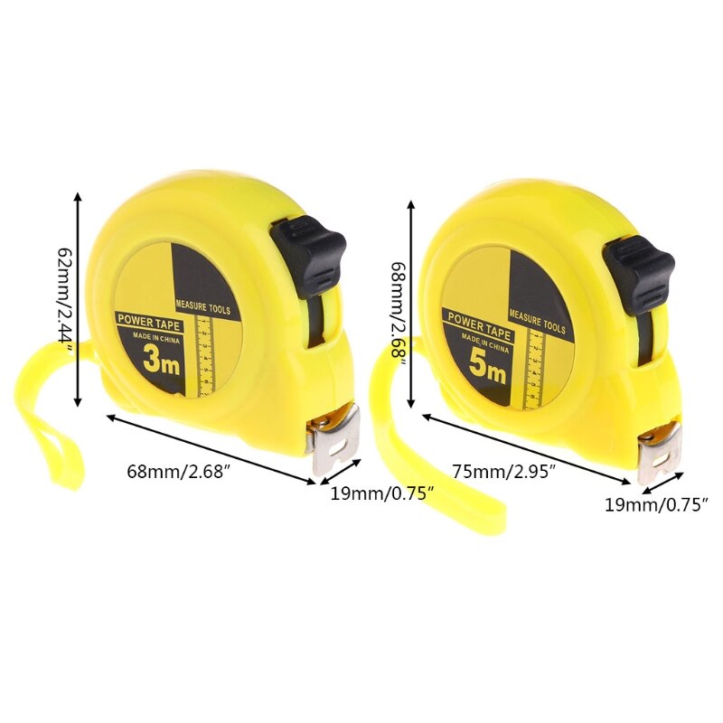 3m 5m Steel Tape Ruler Retractable Stainless Steel Tape Measure Ruler Measuring Metric Tape Rule