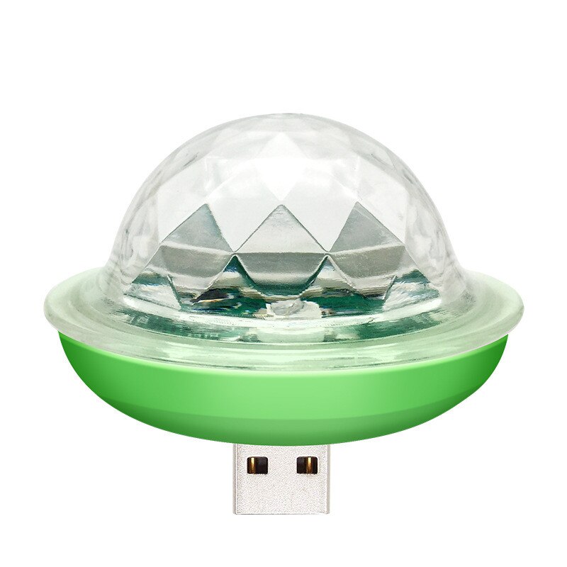 4W Mini USB Sound Party Lights Disco Light RGB Magic Crystal Ball Stage Light Effect for Christmas KTV Wedding Music Dj Light: Green body