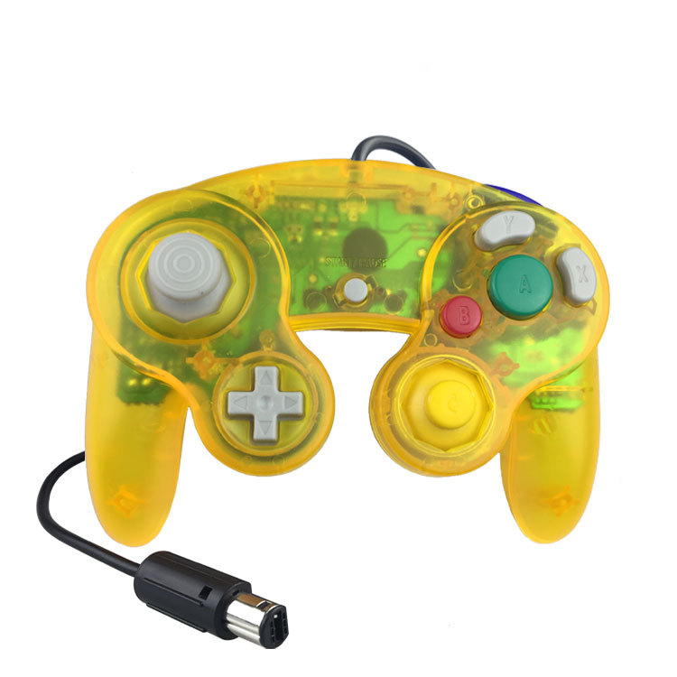 DATA FROG Wired Joypad Controller For Gamecube Controller Handheld Joystick For Computer For Nintend For Wii Vibration Gameing: Transparent yellow