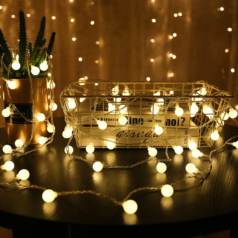 Merry Christmas 1.5M Colorful LED Snowflaker LED Garland String Lights Battery Powered Year Fairy Lights Garlands: ball  warm
