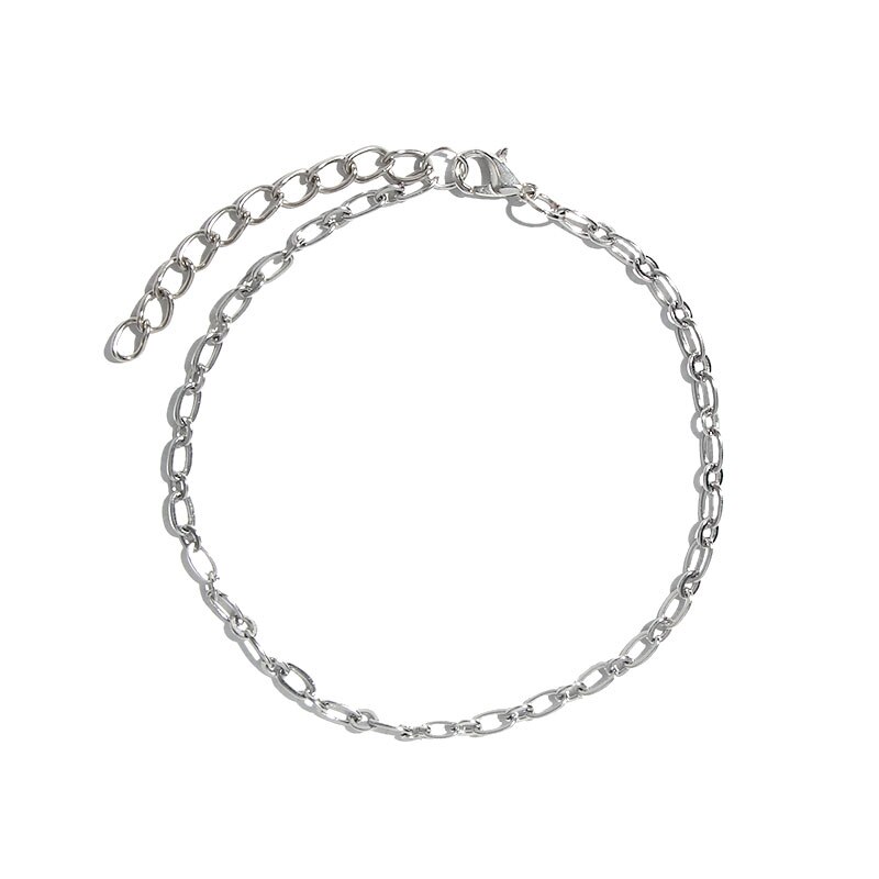 Flatfoosie Stainless Steel Anklet Bracelet For Women Silver Color Twist Chain Anklet Personality Jewelry: 000411SL