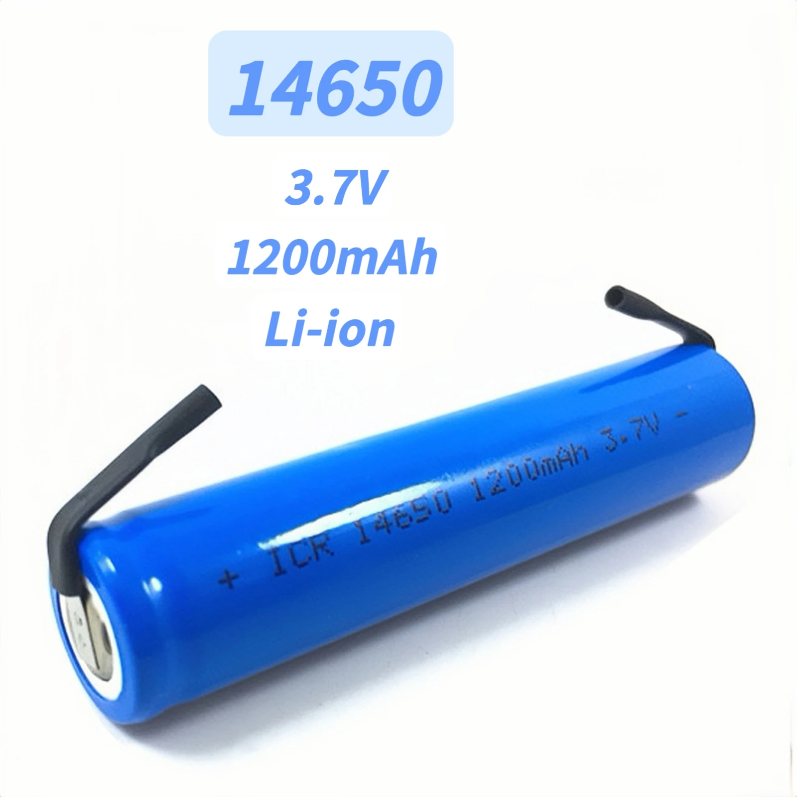 14650 battery 3.7V 1200mAh Rechargeable lithium battery with solder tabs for Speaker Flashlight Cordless screwdriver Smartwatch