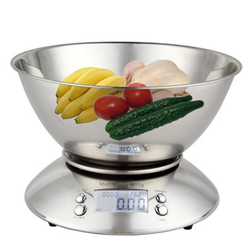 Food Kitchen Bowl Scale, Digital Grams and Ounces for Weight Loss, Baking, Cooking, Keto and Meal Prep, Silver
